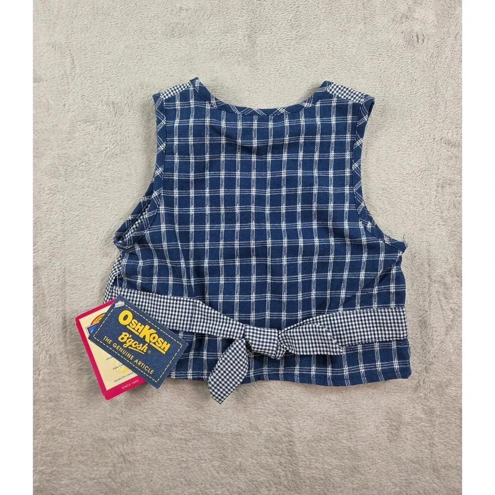 Vibtage‎ OshKosh Vest Size 3T Gingham Check USA Button Up